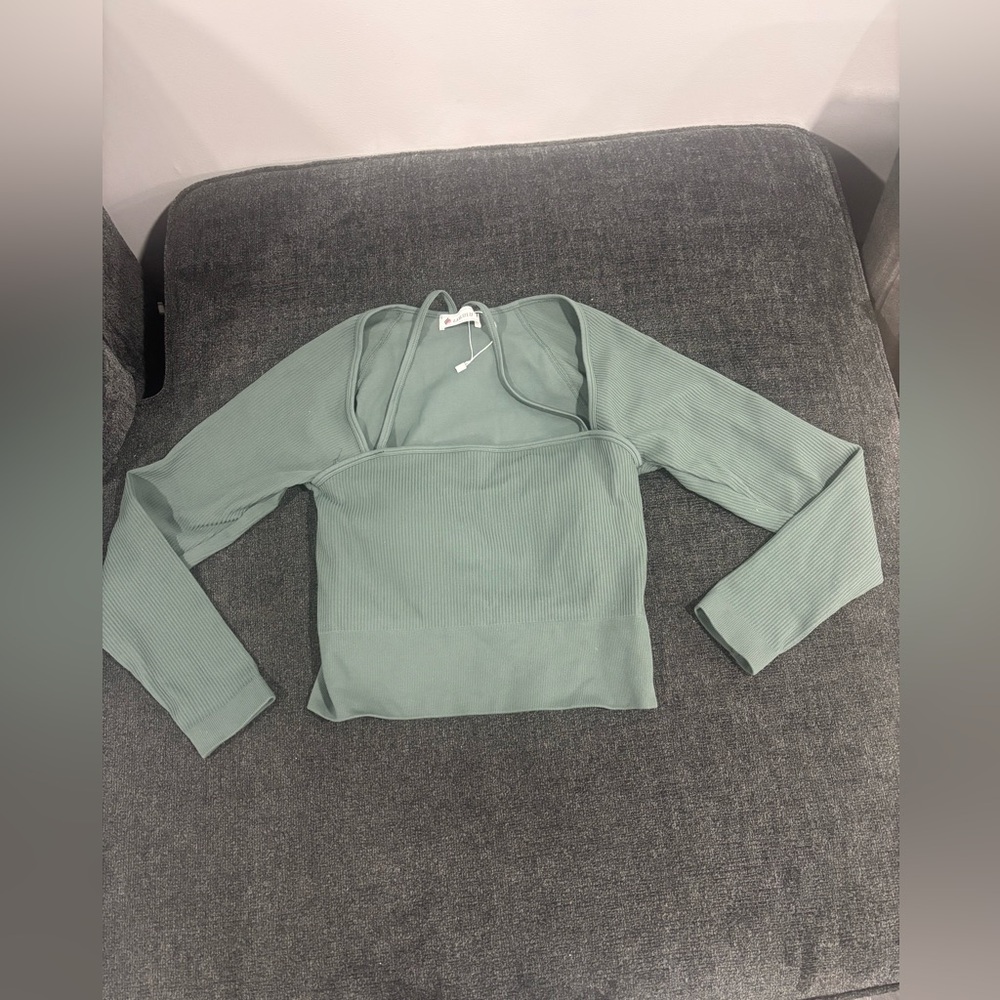LASLULU  Green Long Sleeve Polo Bodysuit size:M
